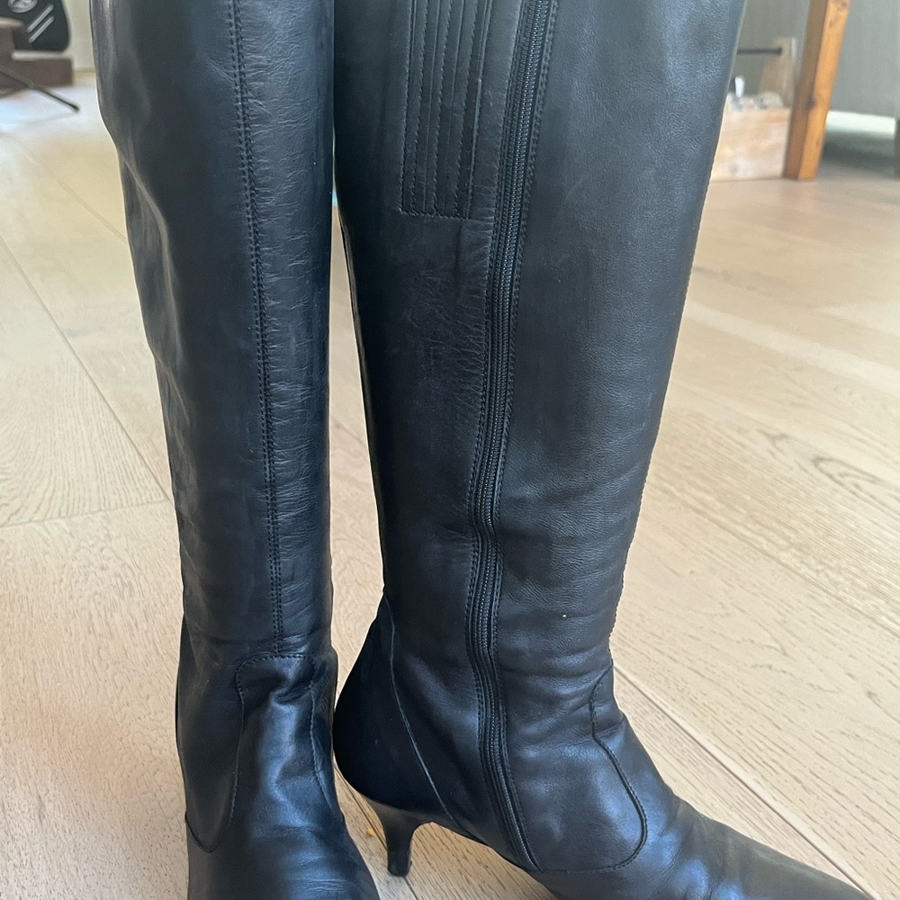 J. Crew Black 100% Leather Knee-High Boots size 6.5M